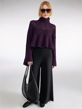 Liviana Conti Cropped Swing Wool Turtleneck Sweater